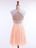 A-Line/Princess Jewel Chiffon Sleeveless Short/Mini Prom Dresses with Lace