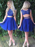 A-Line/Princess Bateau Chiffon Sleeveless Short/Mini Two Piece Dresses with Beading