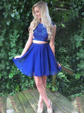 A-Line/Princess Bateau Chiffon Sleeveless Short/Mini Two Piece Dresses with Beading