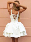 A-Line/Princess Sweetheart Satin Sleeveless Short/Mini Homecoming Dresses
