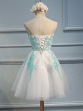 A-Line/Princess Sweetheart Tulle Sleeveless Short/Mini Dresses with Applique Lace