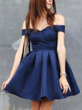 A-Line/Princess Off-the-Shoulder Satin Sleeveless Short/Mini Homecoming Dresses