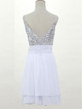 Sheath/Column Spaghetti Straps Chiffon Sleeveless Short/Mini Prom Homecoming Dresses
