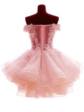 A-Line/Princess Off-the-Shoulder Organza Sleeveless Short/Mini Dresses with Applique