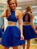 A-Line/Princess Jewel Tulle Sleeveless Short/Mini Prom Dresses with Beading