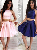 A-Line/Princess Jewel Satin Sleeveless Short/Mini Prom Homecoming Dresses