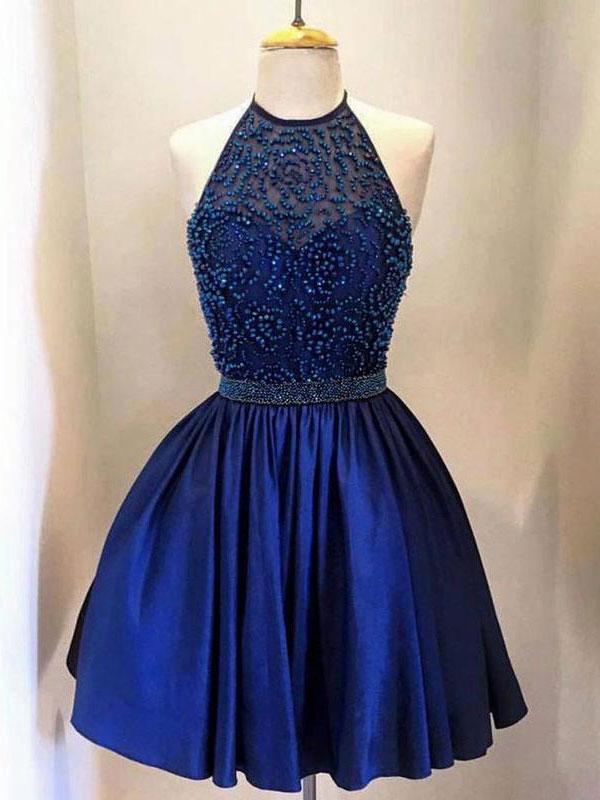 A-Line/Princess Jewel Taffeta Sleeveless Short/Mini Prom Evening Dresses with Beading