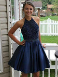A-Line/Princess Jewel Taffeta Sleeveless Short/Mini Prom Evening Dresses with Beading