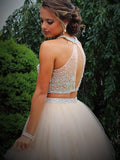 A-Line/Princess Scoop Tulle Sleeveless Short/Mini Homecoming Dresses with Beading