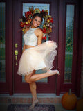A-Line/Princess Scoop Tulle Sleeveless Short/Mini Homecoming Dresses with Beading