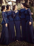 Sheath/Column Bateau Long Sleeves Spandex Sweep Train Mother of the Bride/Groom Dresses with Lace