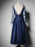 A-Line/Princess Scoop Long Sleeves Tulle Long Mother of the Bride Dresses with Beading