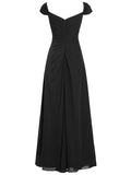 A-Line/Princess Scoop Cap Sleeves Chiffon Long Mother of the Bride Dresses with Beading