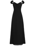 A-Line/Princess Scoop Cap Sleeves Chiffon Long Mother of the Bride Dresses with Beading