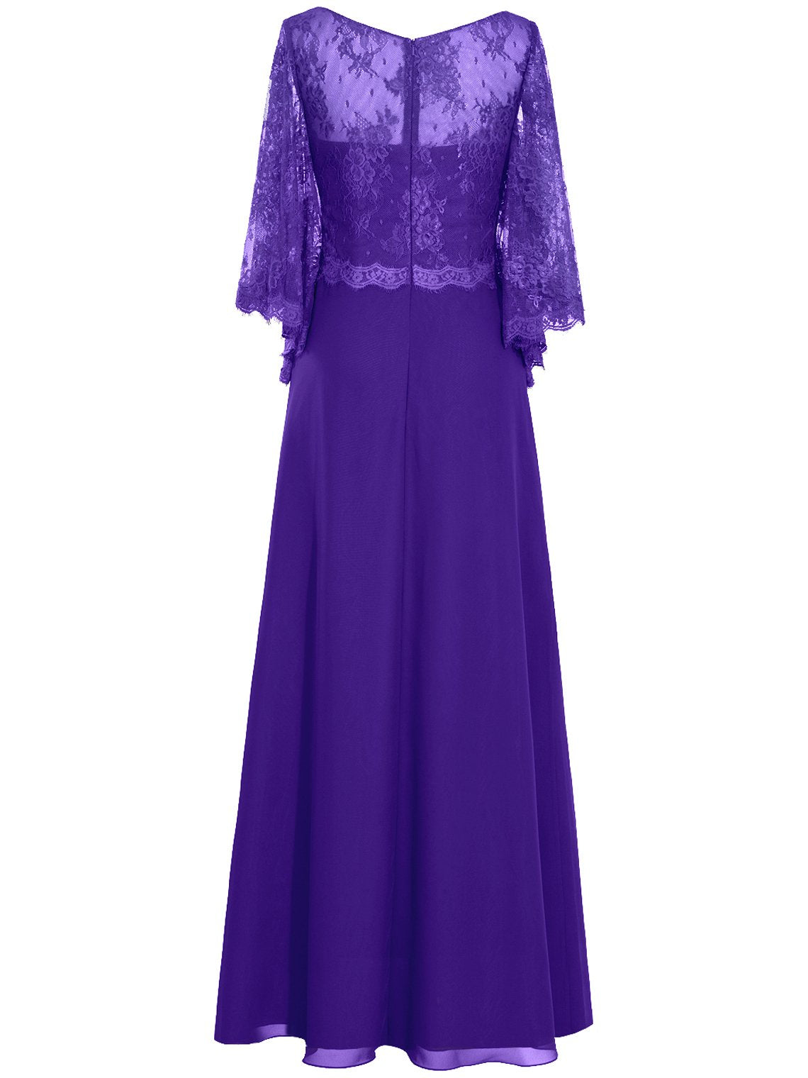 A-Line/Princess Scoop Long Sleeves Chiffon Long Mother of the Bride Dresses with Applique