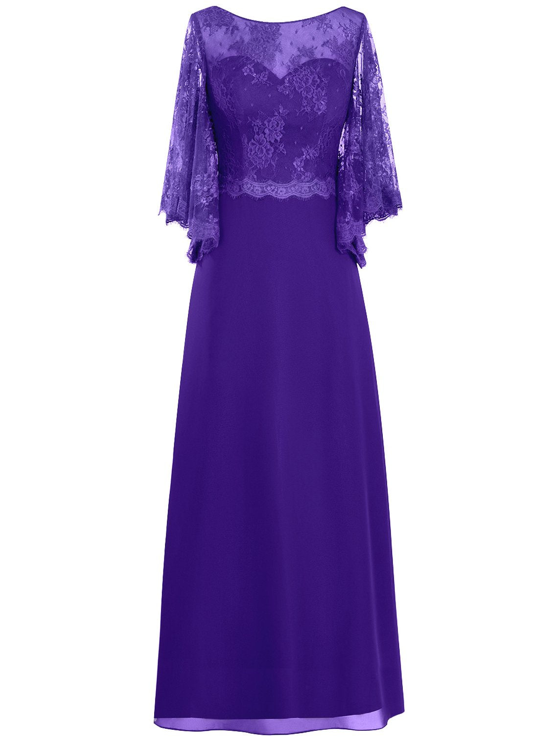 A-Line/Princess Scoop Long Sleeves Chiffon Long Mother of the Bride Dresses with Applique