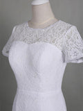 Sheath/Column Jewel Short Sleeves Lace Long Mother of the Bride/Groom Dresses with Lace