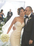Trumpet/Mermaid Spaghetti Straps Court Train Sleeveless Tulle Bride Dresses