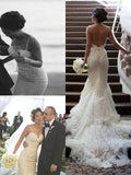 Trumpet/Mermaid Spaghetti Straps Court Train Sleeveless Tulle Bride Dresses