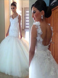Trumpet/Mermaid Straps Court Train Sleeveless Organza Wedding Dresses