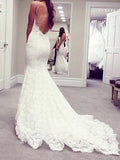 Trumpet/Mermaid Spaghetti Straps Court Train Sleeveless Wedding Dresses