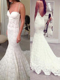 Trumpet/Mermaid Spaghetti Straps Court Train Sleeveless Wedding Dresses