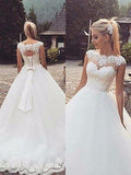 Ball Gown Bateau Court Train Sleeveless Tulle Wedding Dresses