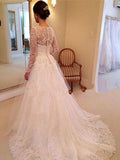 Ball Gown V-neck Court Train Sleeveless Tulle Wedding Dresses with Lace