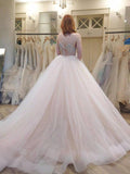 Ball GownSpaghetti Straps Court Train Sleeveless Tulle Wedding Dresses with Crystal