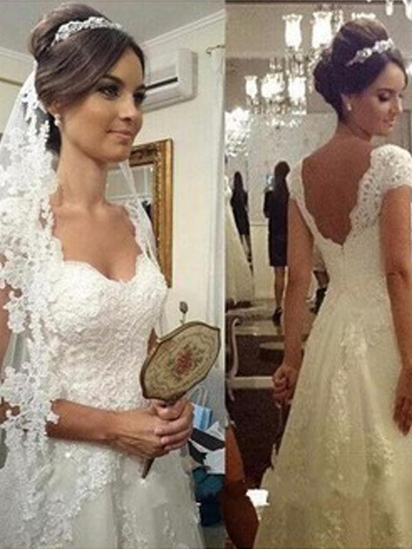 A-Line/Princess Sweetheart Floor-Length Sleeveless Tulle Wedding Dress Dessiny A-Line/Princess Sweetheart Floor-Length Sleeveless Tulle Wedding Dress Dessiny