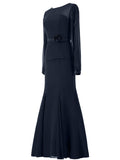 Mermaid/Trumpet Scoop Long Sleeves Chiffon Long Mother of the Bride/Groom Dresses