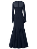Mermaid/Trumpet Scoop Long Sleeves Chiffon Long Mother of the Bride/Groom Dresses