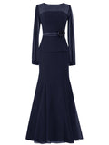 Mermaid/Trumpet Scoop Long Sleeves Chiffon Long Mother of the Bride/Groom Dresses