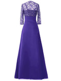 A-Line/Princess Long Sleeves Chiffon Long Mother of the Bride Dresses with Beading Lace