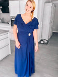 A-Line/Princess V-Neck Short Sleeves Long Chiffon Mother of the Bride Dresses with Beading