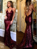 Trumpet/Mermaid Halter Sleeveless Sweep/Brush Train Sequins Prom Formal Dresses with Ruffles