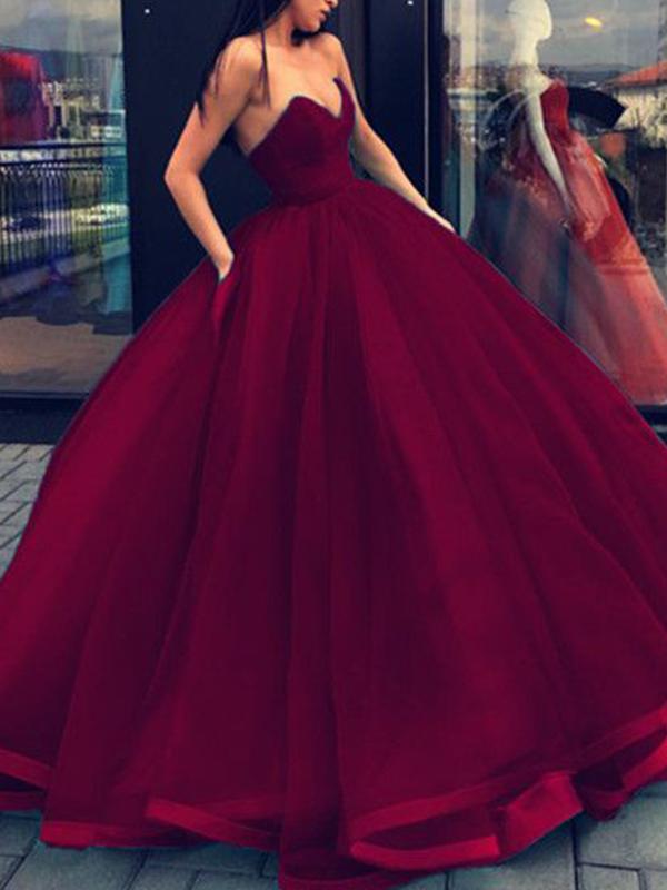 Ball Gown Sweetheart Long Organza Prom Evening Formal Dresses