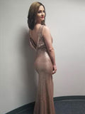 Sheath/Column Bateau Long Sequins Prom Evening Formal Dresses