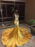 Trumpet/Mermaid V-neck Court Train Sequins Prom Evening Dresses with Lace