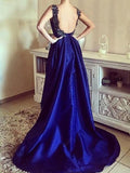 A-Line/Princess Square Asymmetrical Satin Asymmetrical Dresses with Applique