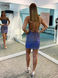 Sheath/Column Spaghetti Straps Sleeveless Sequins Short Dresses