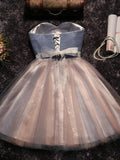A-Line/Princess Sweetheart Tulle Sleeveless Short/Mini Dresses with Beading