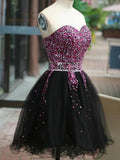 A-Line/Princess Sweetheart Tulle Sleeveless Short/Mini Homecoming Dresses with Beading