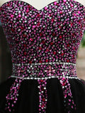 A-Line/Princess Sweetheart Tulle Sleeveless Short/Mini Homecoming Dresses with Beading