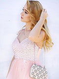 A-Line/Princess Straps Tulle Sleeveless Short/Mini Homecoming Dresses with Beading