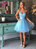 A-Line/Princess Sweetheart Net Sleeveless Short/Mini Cocktail Dresses with Beading
