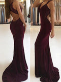 Trumpet/Mermaid V-neck Spandex Sleeveless Sweep/Brush Train Formal Evening Dresses with Applique