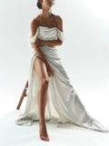 Off-the-Shoulder Mermaid Floor-Length Split Front Sequins Luxury Evening Dress