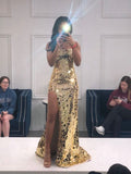 Mermaid Slit Prom Dresses, Long Prom Dresses
