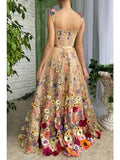 A-Line Prom Dresses Floral Dress Formal Floor Length Sleeveless Sweetheart Lace Backless with Ruched Embroidery 2023